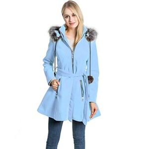 Women's Wool Trench Coat Lapel Wrap Swing Winter